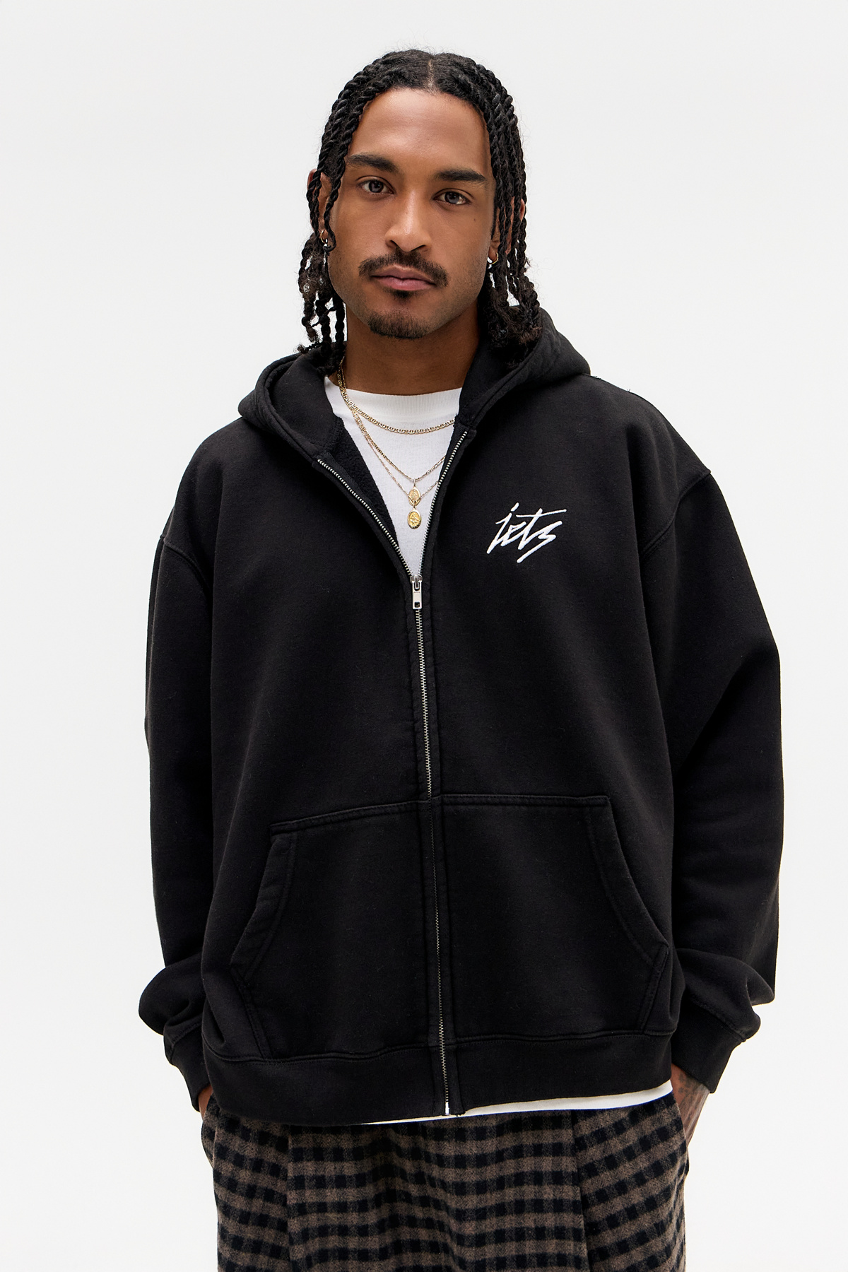 iets frans... Black Script Embroidered Zip-Through Hoodie