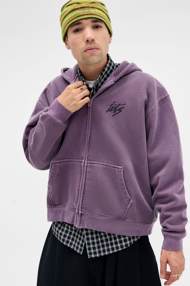 iets frans... Lila Script Zip-Through Kapuzenpullover #1