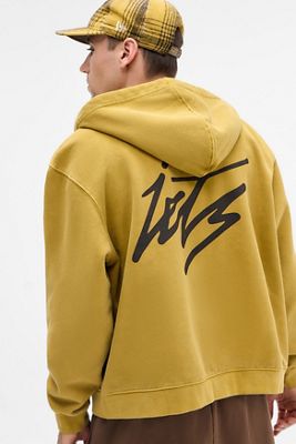 iets frans... Gelber Hoodie mit Zip-Verschluss und Schriftzug