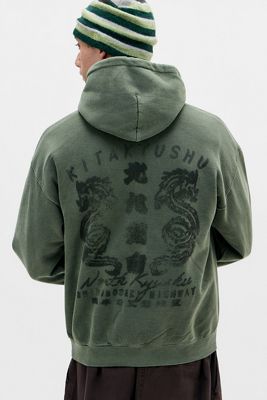 UO Green Sunbleach Dragon Hoodie