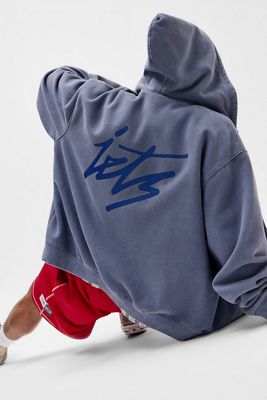 iets frans... Felpa con Cappuccio Blu con Scritta e Zip