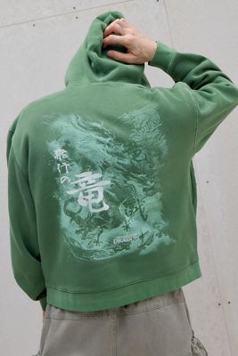 Sweat à capuche zippé UO Green Grunge Dragon