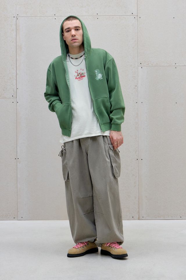 Sweat à capuche zippé UO Green Grunge Dragon #1