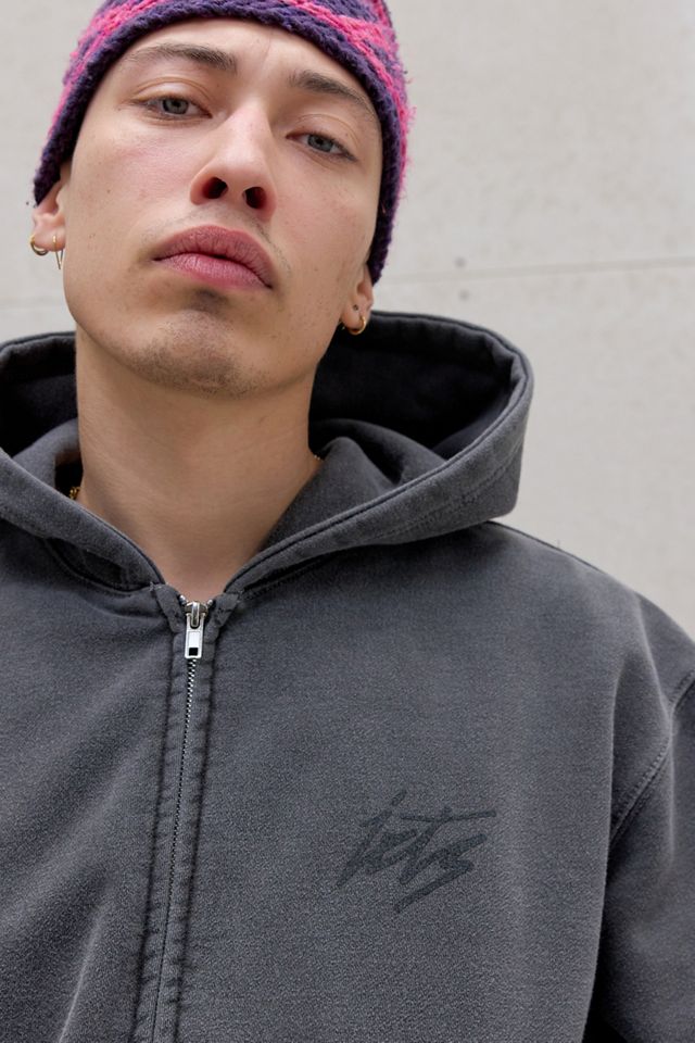 iets frans... Ausgewaschenes Schwarzes Schriftzug Zip-Through Kapuzenpullover #2