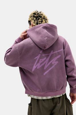 iets frans... Lila Script Zip-Through Kapuzenpullover