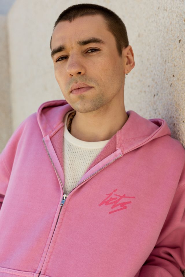 Sweat à capuche zippé iets frans... Rose Script #2