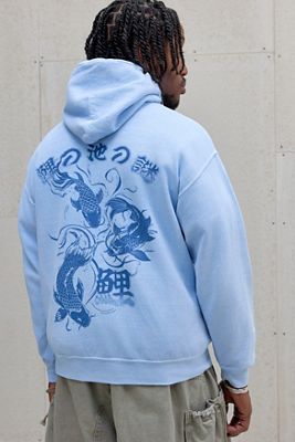 Sudadera con Capucha UO Trío de Peces Koi Azul Polvo