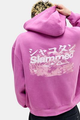 Sweat à capuche zippé UO voiture écrasée rose