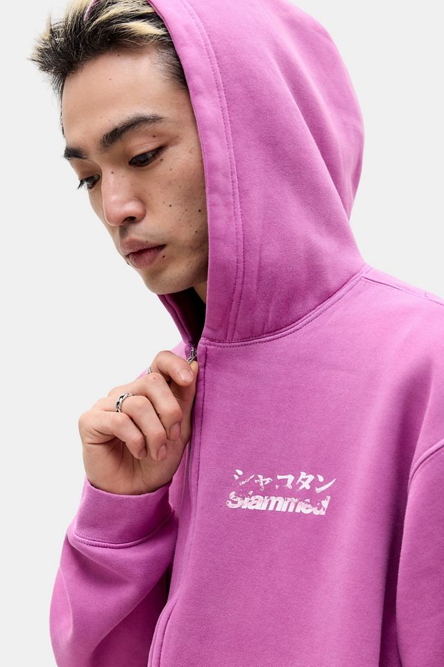 Sweat à capuche zippé UO voiture écrasée rose #1
