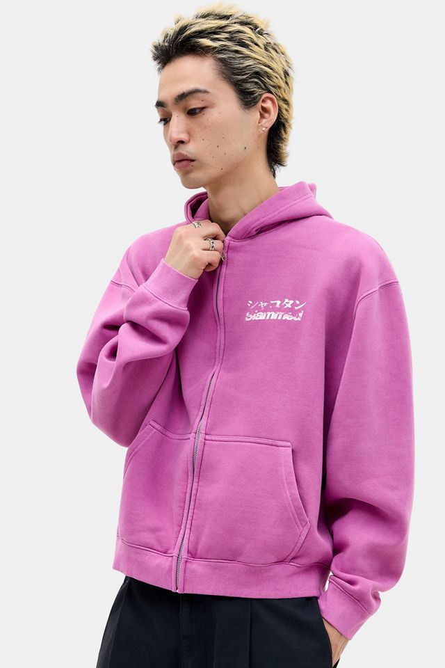 Sweat à capuche zippé UO voiture écrasée rose #3