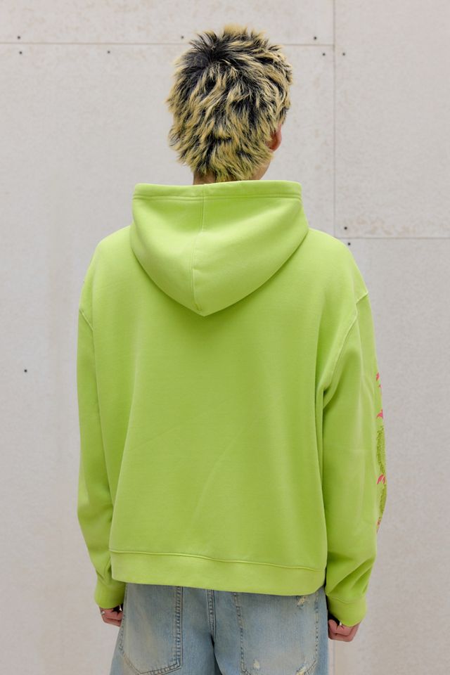 Sweat à capuche zippé UO motif dragon vert lime et floral #3