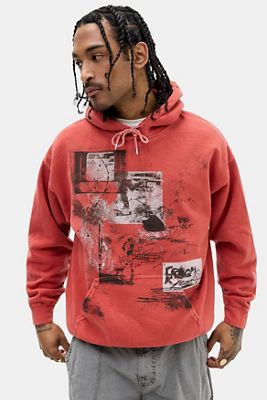 Sudadera con Capucha UO con Foto Roja y Garabatos