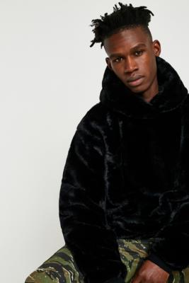 Uo faux fur online hoodie sweatshirt