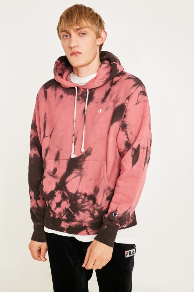 Champion X UO Pink Tie Dye Hoodie Urban Outfitters UK