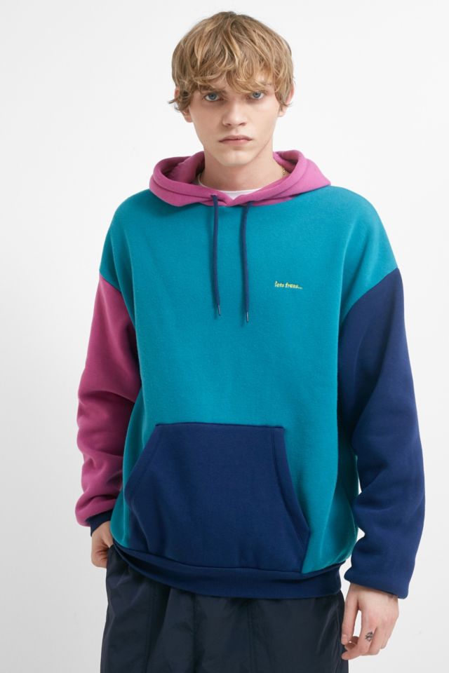 iets frans Hoodie im Colour Block Design in Blau und Magenta