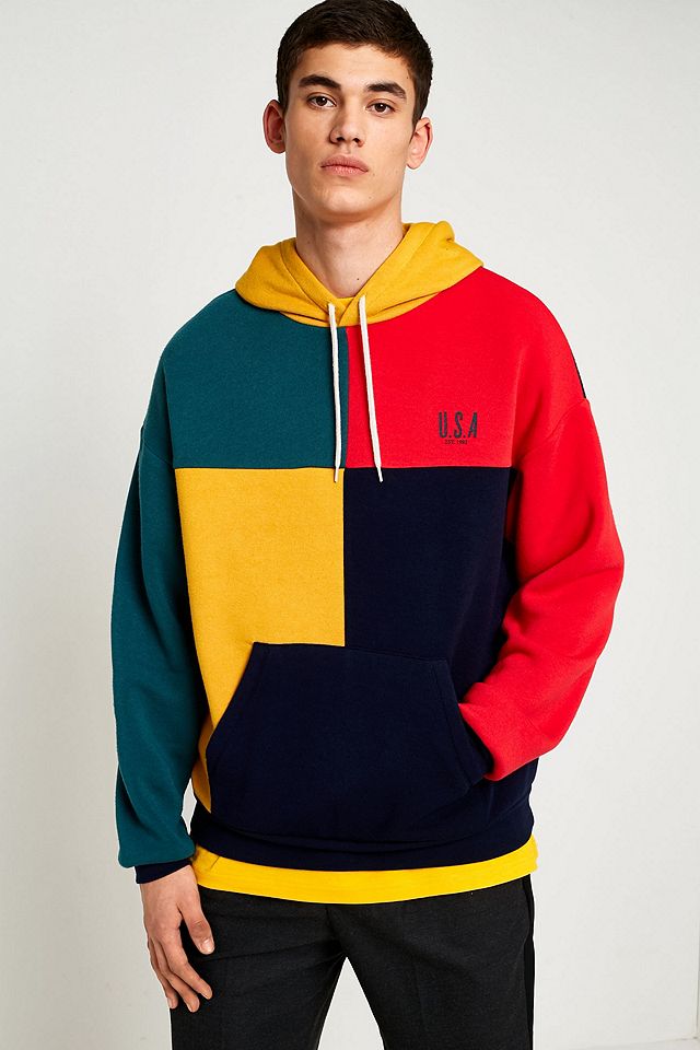 UO Colourblock USA Hoodie | Urban Outfitters UK