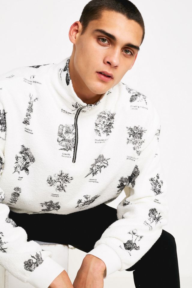 UO Floral Mock Neck HalfZip Sweatshirt Urban Outfitters UK
