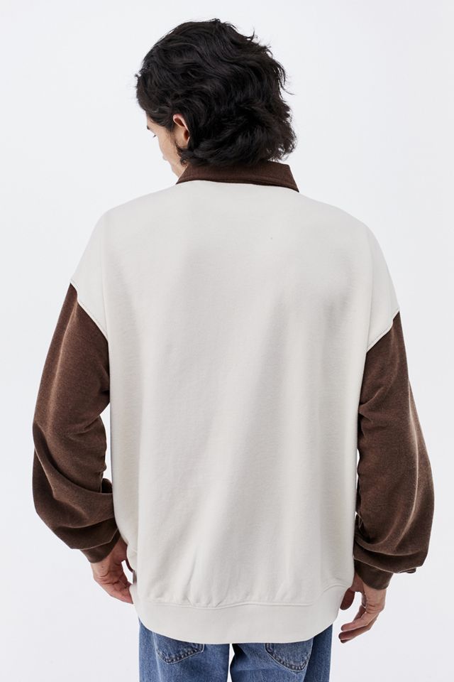 iets frans... Brown Panelled Rugby Sweatshirt #3