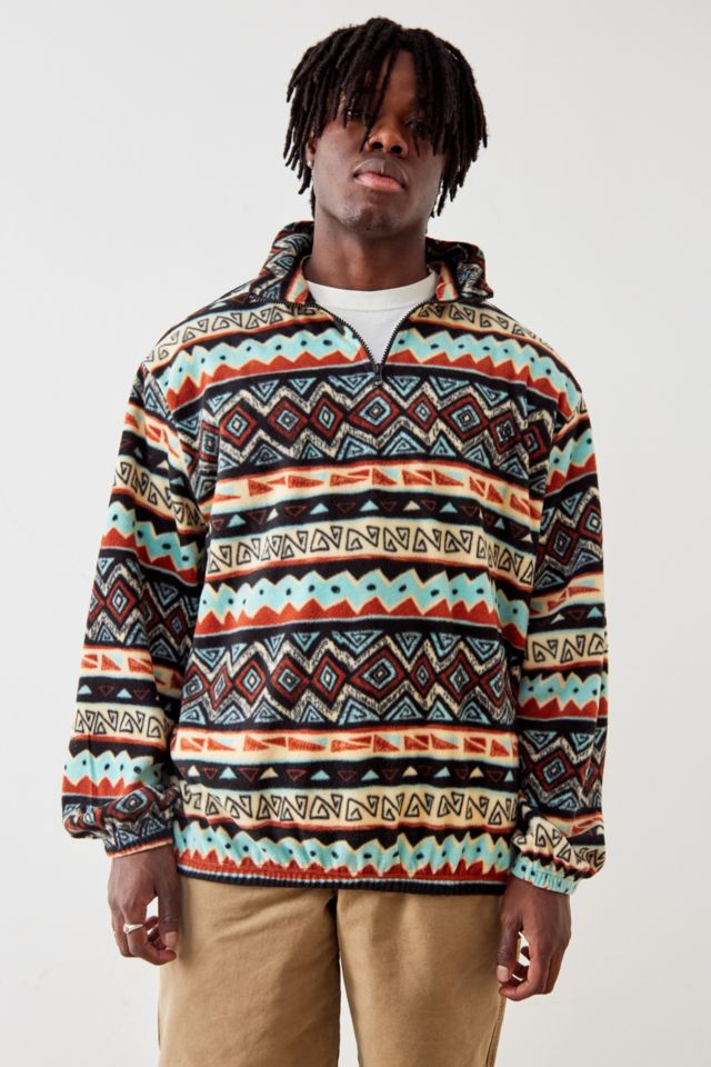 UO Nomad Geometric Mock Neck Fleece | Urban Outfitters UK
