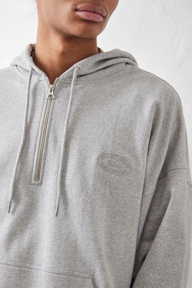 BDG Felpa con cappuccio grigia Marl con zip a quarti #2