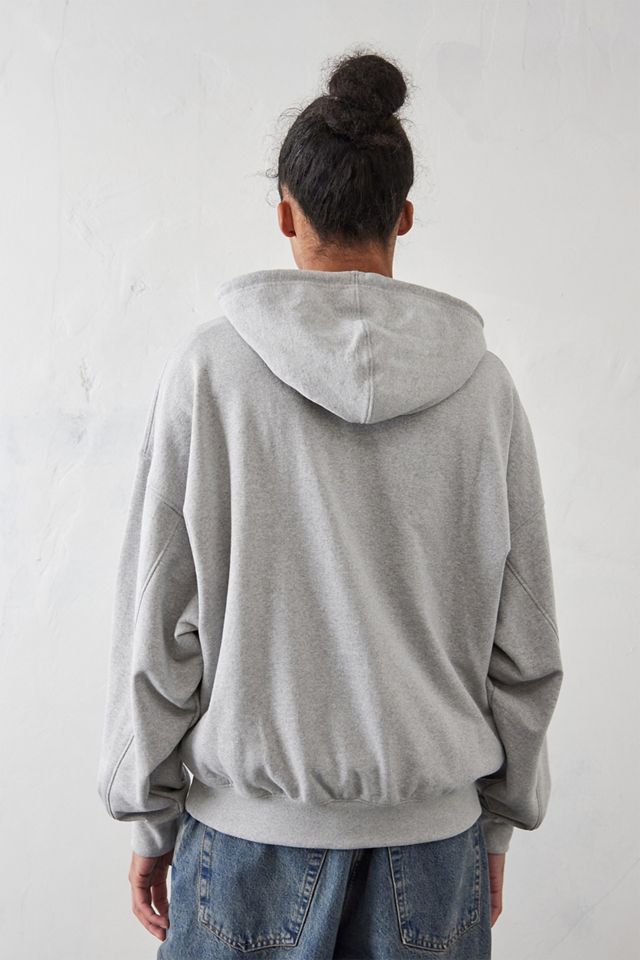 BDG Felpa con cappuccio grigia Marl con zip a quarti #3