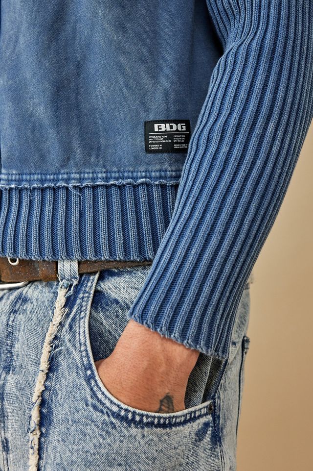 BDG Navy Plated Rib Zip-Through Track Jacket #2