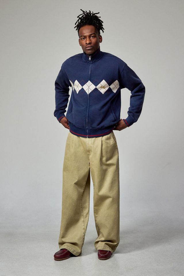 BDG Navy Argyle Track Top #1