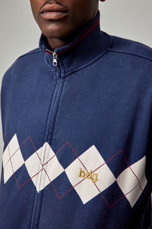 BDG Navy Argyle Track Top #2
