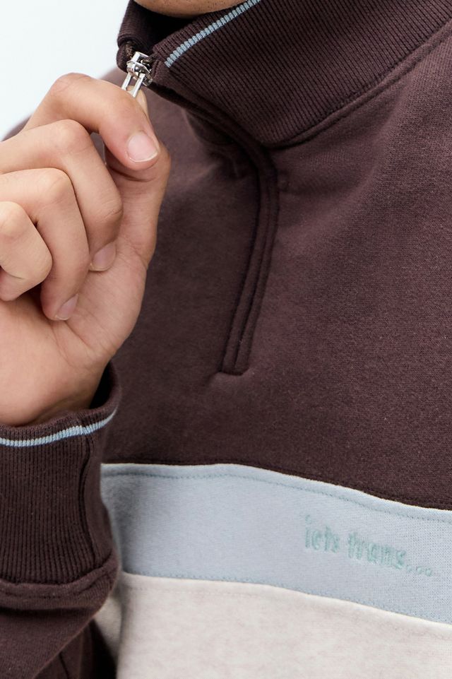 iets frans... Brown Panelled Mock Neck Pullover #2