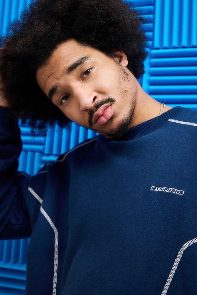 iets frans... Navy Contrast Stitch Sweater #2