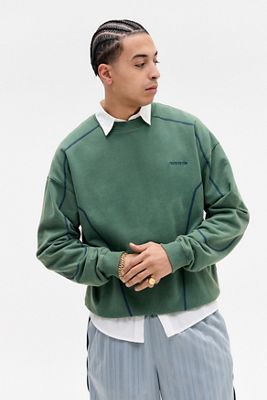 iets frans... Green Contrast-Stitch Sweatshirt