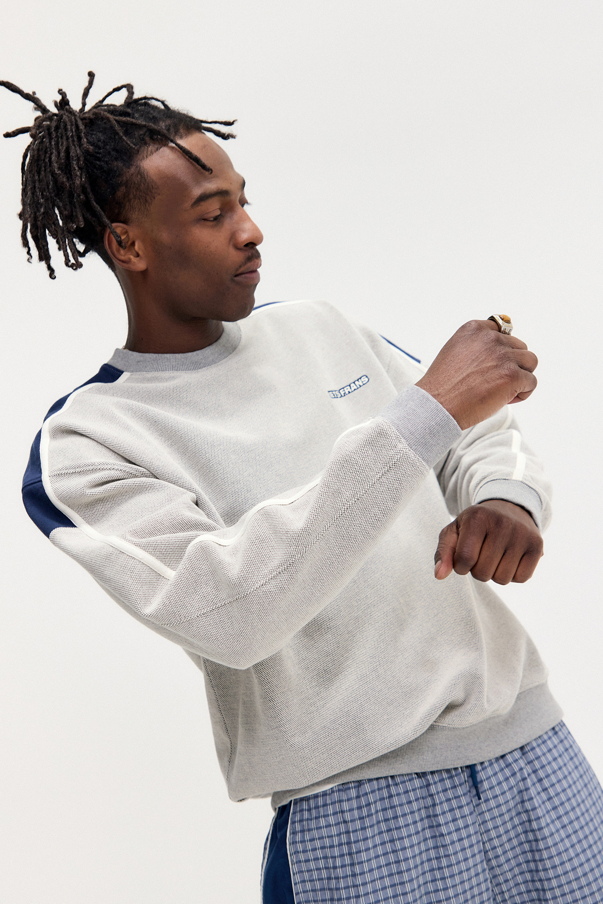 iets frans... Grey Textured Panel Sweatshirt