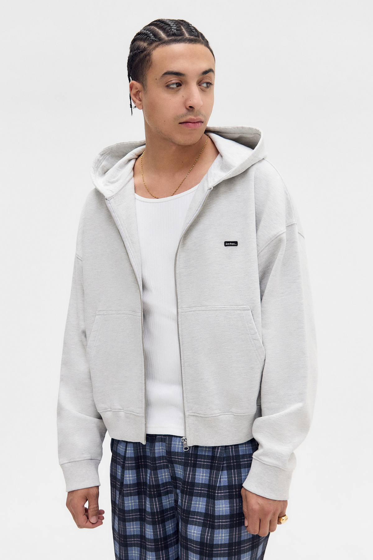 iets frans... Grey Cropped Zip-Through Hoodie