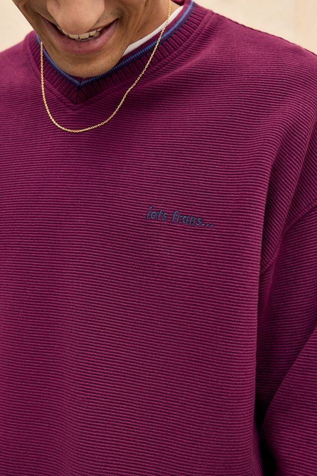 iets frans... Berry Ribbed V-Neck Sweatshirt #1