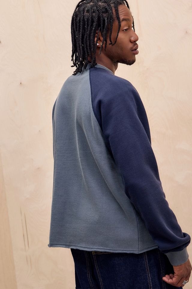 BDG Blue Tonal Raglan Sleeve Sweatshirt #3