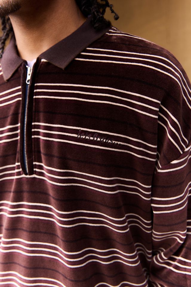 iets frans... Brown Stripe Velour Polo Shirt #2