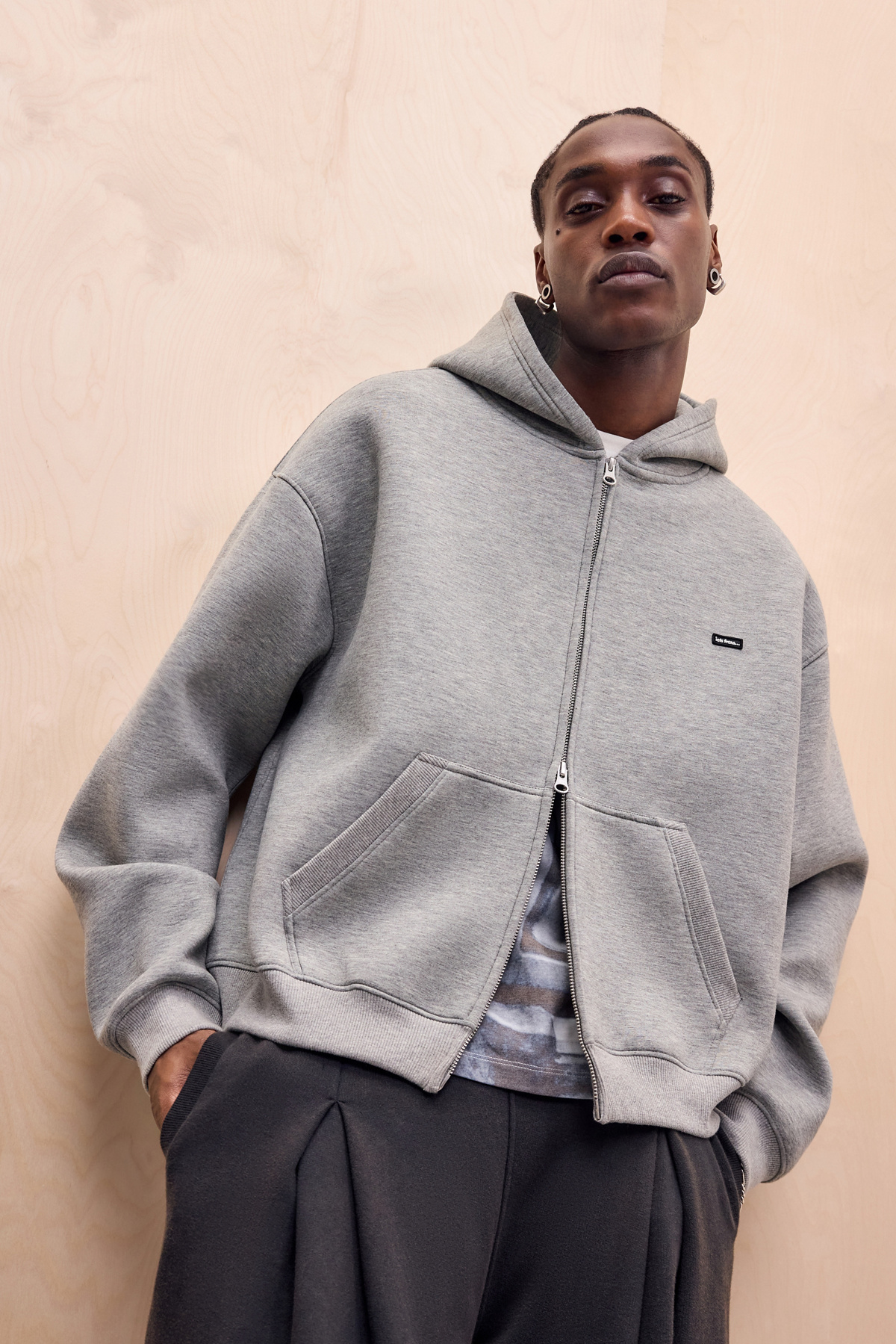 iets frans... Grey Scuba Zip-Through Hoodie