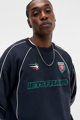 iets frans... Schwarz Gepiped Fußball Sweatshirt