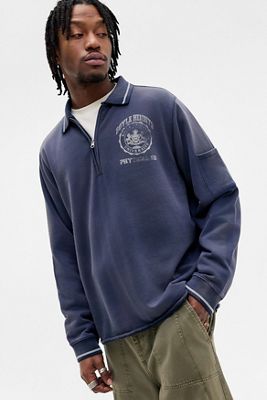 BDG Navy Sunbleach Polo Sweatshirt