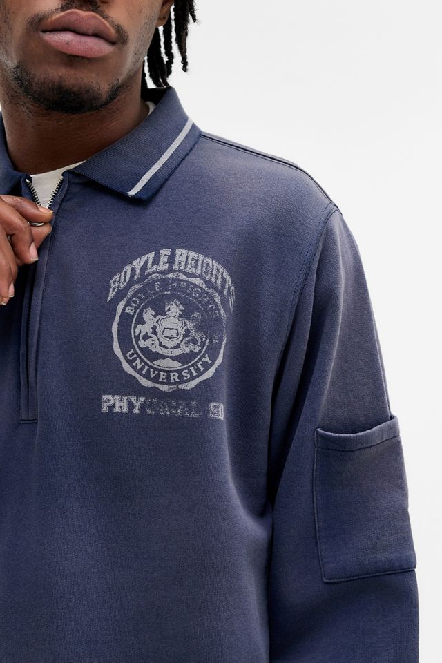 Sweat polo délavé au soleil bleu marine BDG #1