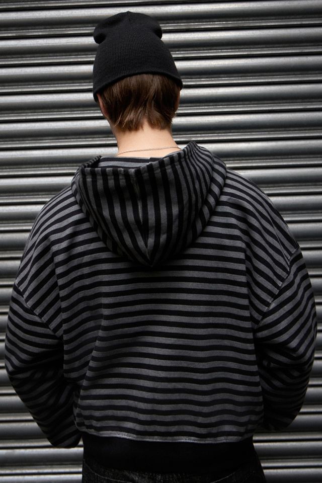 Sweat à capuche zippé rayé noir et gris Archivis #3