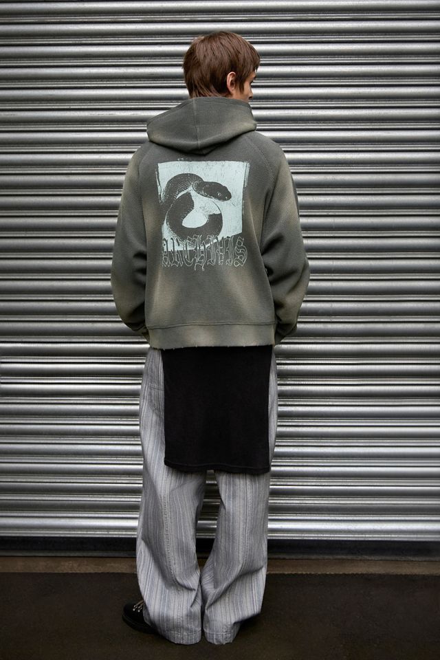 Felpa con Cappuccio Grigia in Waffle con Zip Integrale e Grafica Archivis #1