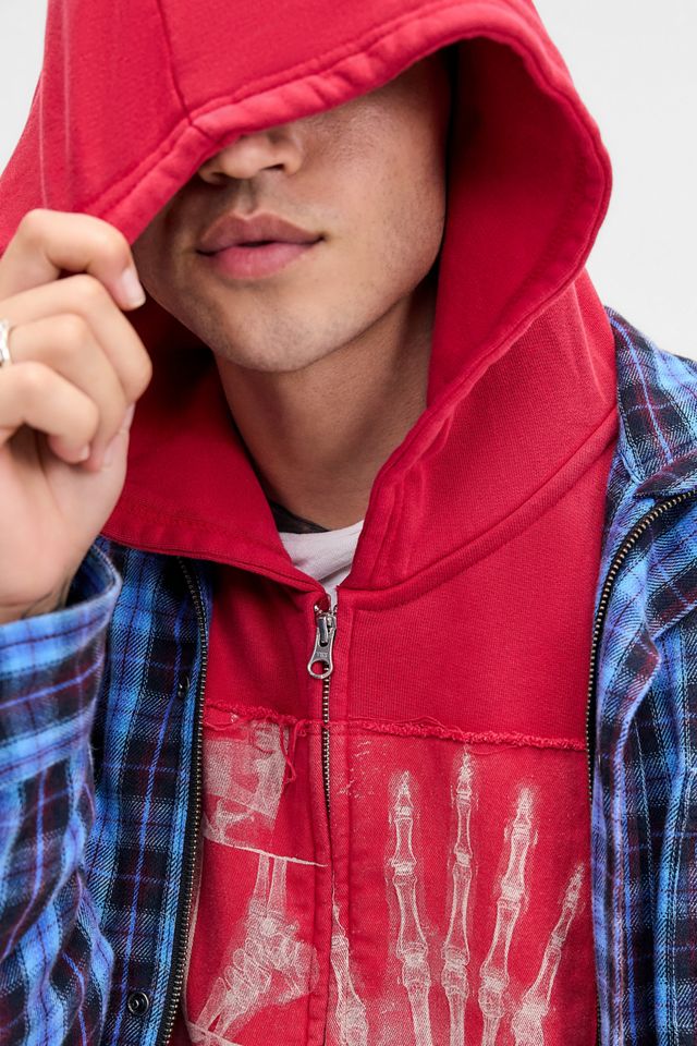 Archivis Red X-Ray Zip-Through Hoodie #5