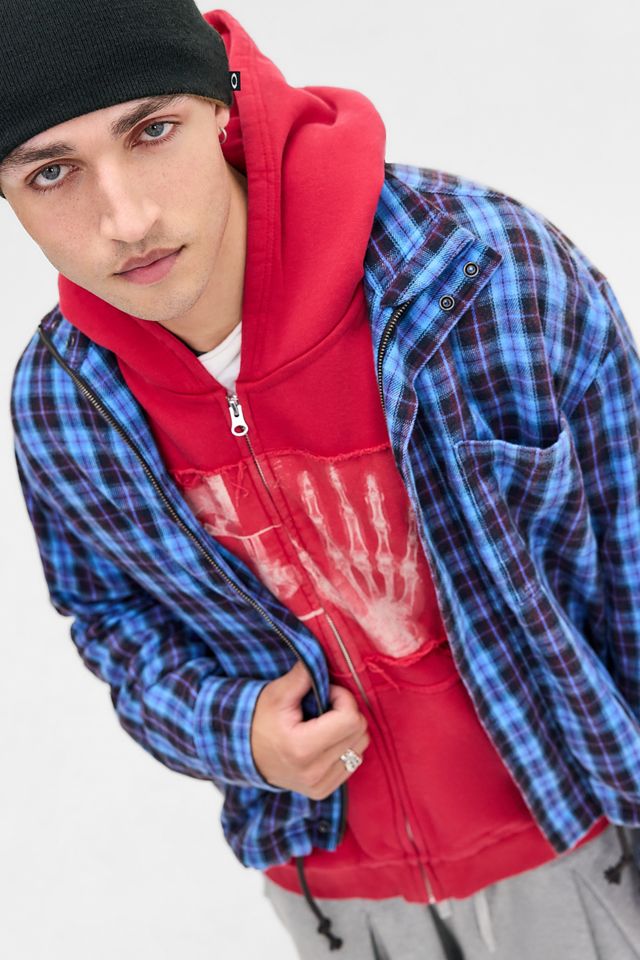Archivis Red X-Ray Zip-Through Hoodie #6