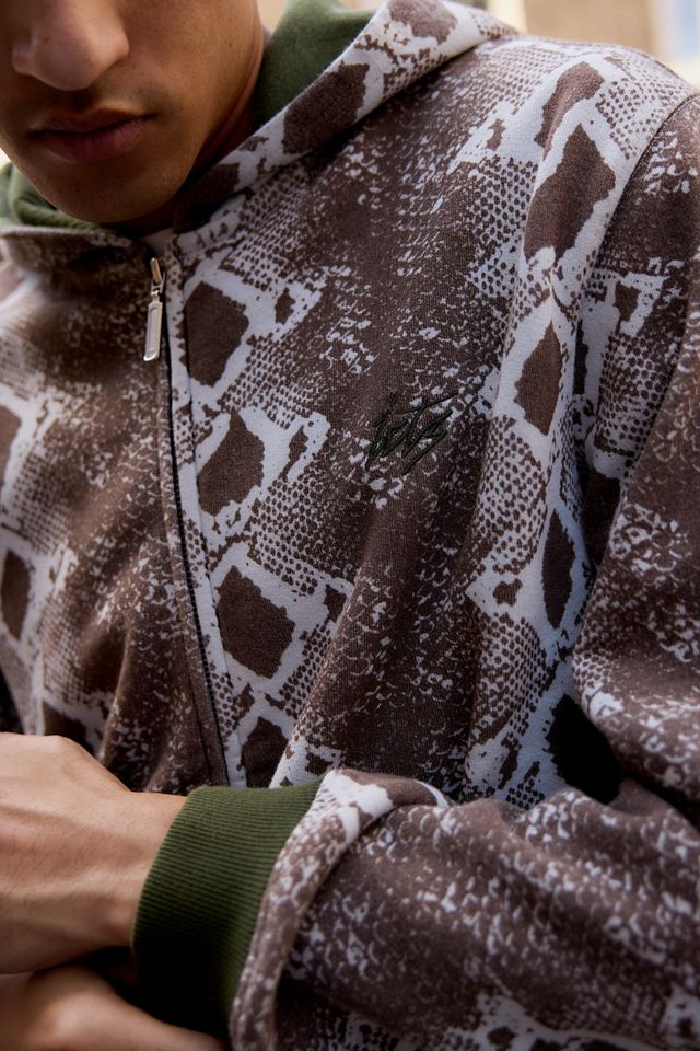 iets frans... Kapuzenjacke mit Schlangenmuster und durchgehendem Zip-Reißverschluss #1