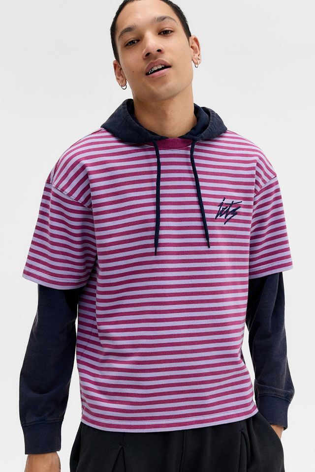 iets frans... Gestreifter Doppellagiger Kapuzenpullover #2