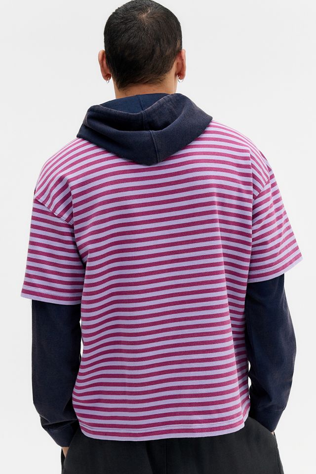 iets frans... Gestreifter Doppellagiger Kapuzenpullover #3