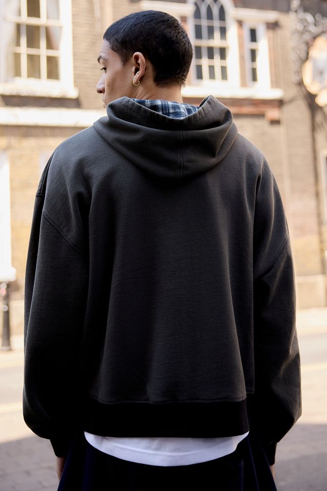 iets frans... Washed Black Check Appliqué Zip-Through Hoodie #2