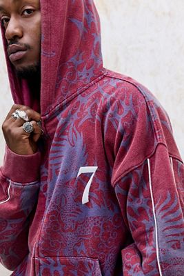 iets frans... Asiatischer Drachen-Print Zip-Kapuzenpullover mit Durchgehendem Reißverschluss