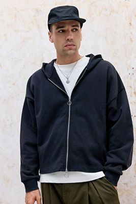 Loom Entspannter Zip-Durchgehender Kapuzenpullover